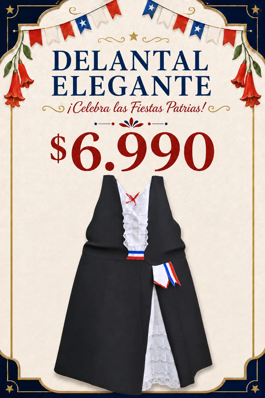 Delantal Elegante Fiestas Patrias - Imagen 2