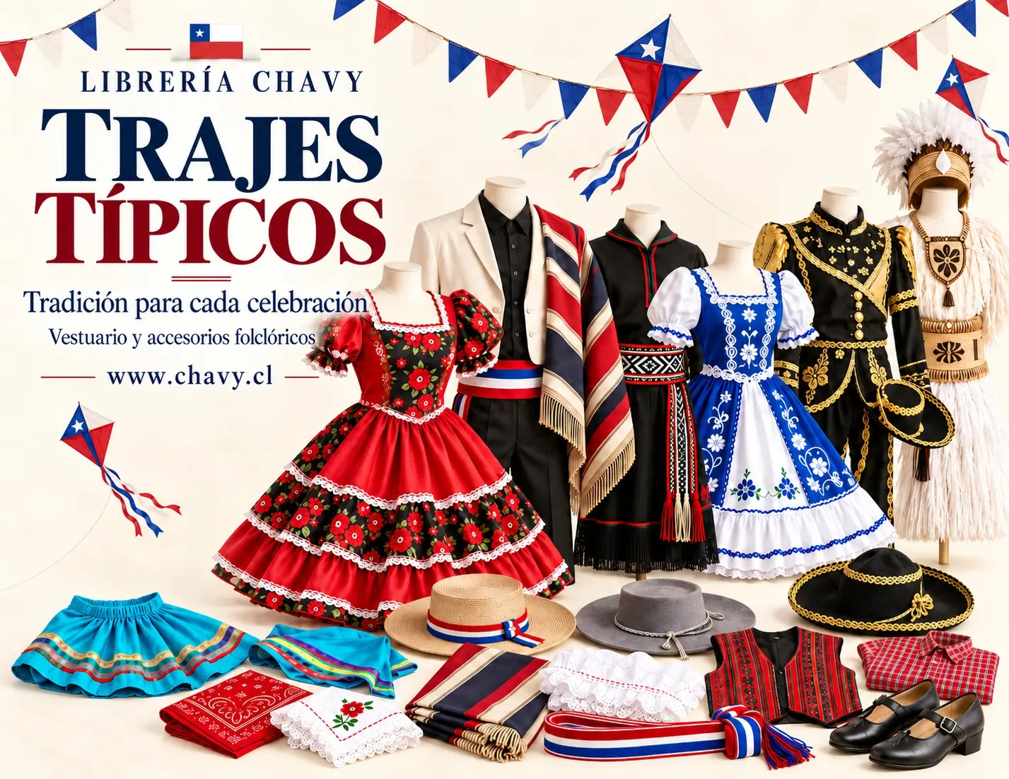 Trajes típicos de Librería Chavy: vestuario y accesorios folclóricos